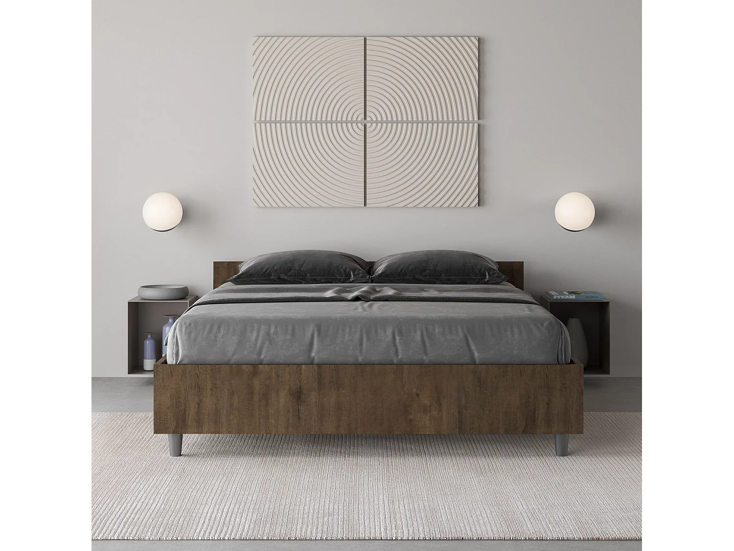 Bed 140x200 walnoot Nuamo