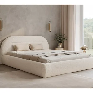 BESILIO Modern bed met opbergruimte 120×200 Apolline – bed met afgerond hoofdbord, zachte pluche stof – Crèmekleurig BESILIO Modern bed met opbergruimte 120×200 Apolline – bed met afgerond hoofdbord, zachte pluche stof – Crèmekleurig