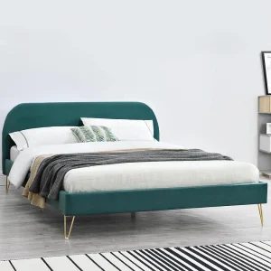Bed Lit Phoenix 160×200 Velours Groen & Messing Bed Lit Phoenix 160×200 Velours Groen & Messing