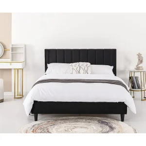 Bed van Zwart Fluweel 140×190 cm CAMBRIDGE Modern en Elegant Bed van Zwart Fluweel 140×190 cm CAMBRIDGE Modern en Elegant