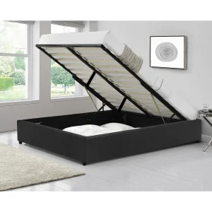 Bed met Opbergruimte van Zwart Fluweel 160×200 cm Kennington