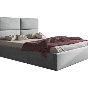 Bed 160×200 met opbergruimte Terra – tweepersoonsbed, metalen lattenbodem – fluweel Lichtgrijs (Jasmine 90)