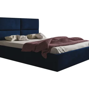 Bed 200×200 met opbergruimte Terra – tweepersoonsbed, metalen lattenbodem – fluweel Blau (Kronos 09)