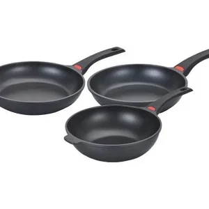 Baumalu kookset 3-delig van anti-aanbak aluminiumgietwerk, geschikt voor alle warmtebronnen inclusief inductie, kleur zwart Baumalu kookset 3-delig van anti-aanbak aluminiumgietwerk, geschikt voor alle warmtebronnen inclusief inductie, kleur zwart