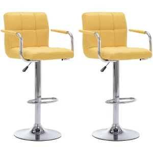 Barstoelen 2 st stof geel Barstoelen 2 st stof geel