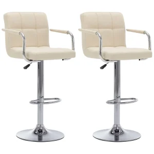 Barstoelen 2 st stof crème Barstoelen 2 st stof crème