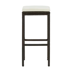Barkrukken met kussens 4 st poly rattan bruin