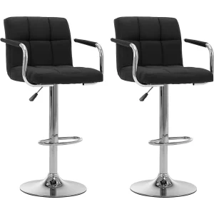 Barstoelen 2 st stof zwart Barstoelen 2 st stof zwart