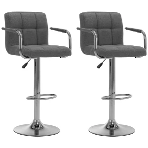 Barstoelen 2 st stof lichtgrijs Barstoelen 2 st stof lichtgrijs
