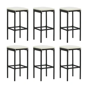 Barkrukken 6 st met kussens poly rattan zwart Barkrukken 6 st met kussens poly rattan zwart