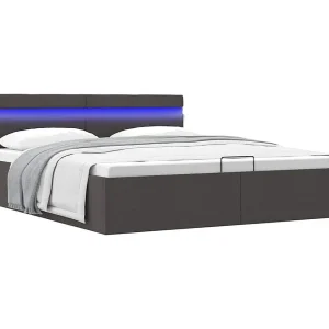Bedframe met opbergruimte en LED stof donkergrijs 180×200 cm Bedframe met opbergruimte en LED stof donkergrijs 180×200 cm