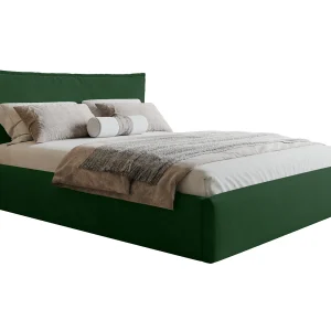 Bed 160×200 Zenito Slim met opbergruimte – hoofdbord in kussenvorm, metalen lattenbodem – Groen (Amor Velvet 4311) Bed 160×200 Zenito Slim met opbergruimte – hoofdbord in kussenvorm, metalen lattenbodem – Groen (Amor Velvet 4311)
