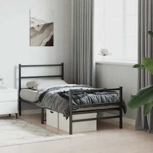 Bedframe met hoofd- en voeteneinde metaal zwart 90×190 cm