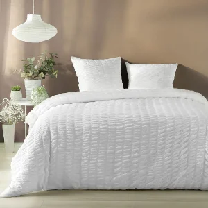 Beddengoed Set 3-delig "Plissia" Wit 240x220cm Geplisseerde Microvezel Beddengoed Set 3-delig "Plissia" Wit 240x220cm Geplisseerde Microvezel