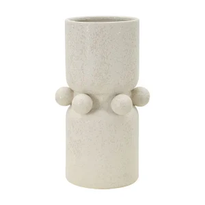 Beige keramische vaas met bollen Ø 16×28 cm