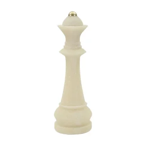 Beige en gouden hars schaakkoningin, Ø 12×36 cm