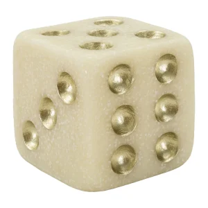 Beige en gouden hars dobbelstenen 8x8x8 cm