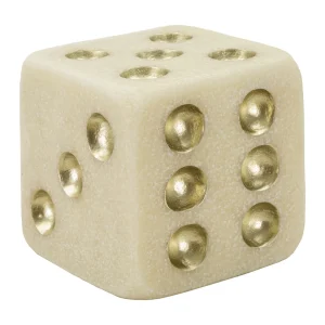 Beige en gouden hars dobbelstenen 12x12x12 cm