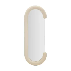 Beige fluwelen wandspiegel 60x7x160 cm