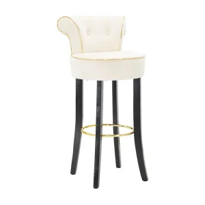 Beige stoffen kruk met rugleuning 46x48x96 cm Beige stoffen kruk met rugleuning 46x48x96 cm
