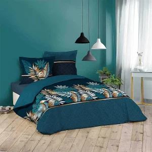 Beddengoed Set "Alianor" 3 Stuks 240x220cm Blauw Tropisch Chic 100% Katoen Beddengoed Set "Alianor" 3 Stuks 240x220cm Blauw Tropisch Chic 100% Katoen