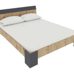 Bed Pedro, 200 x 160 cm, schuimmatras inbegrepen, Artisan eiken/Antraciet