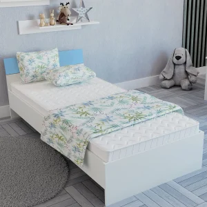 Bed Leco, 200 x 90 cm, schuimmatras inbegrepen, Wit/Blauw Bed Leco, 200 x 90 cm, schuimmatras inbegrepen, Wit/Blauw