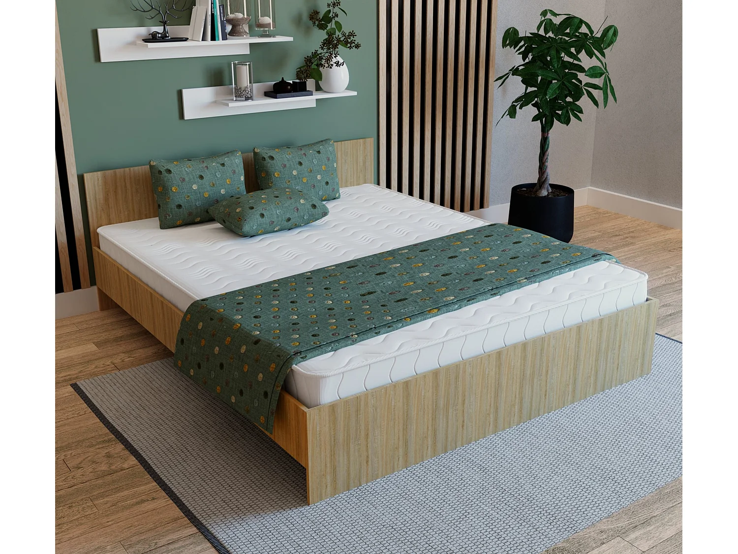 Bed Remi, 200 x 160 cm, schuimmatras inbegrepen, Sonoma eiken