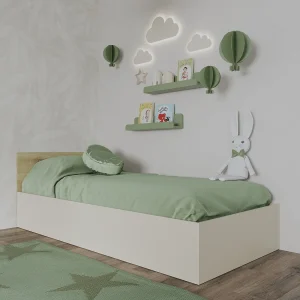 Bed Malmo, 200 x 90 cm, schuimmatras inbegrepen, Artisan eiken/Klei