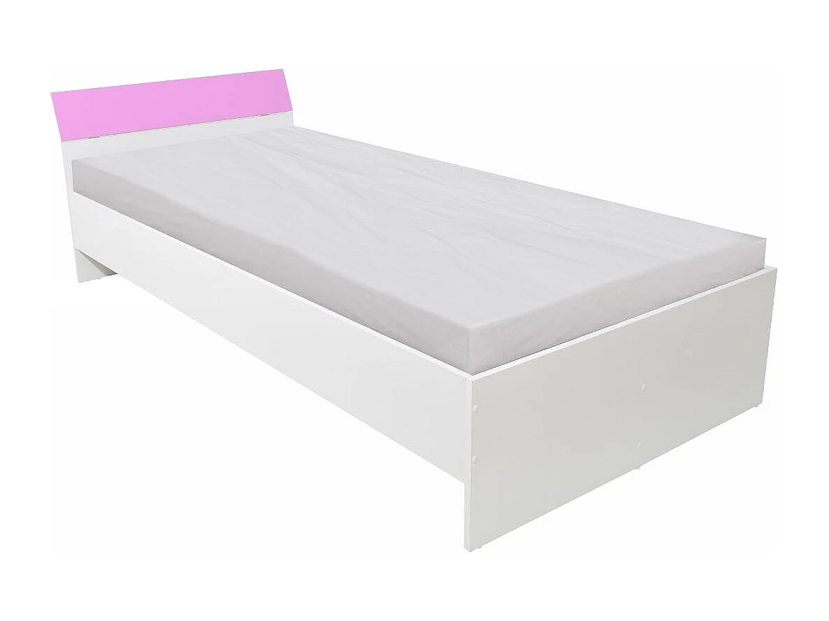 Bed Leco, 200 x 90 cm, Wit/Rozee