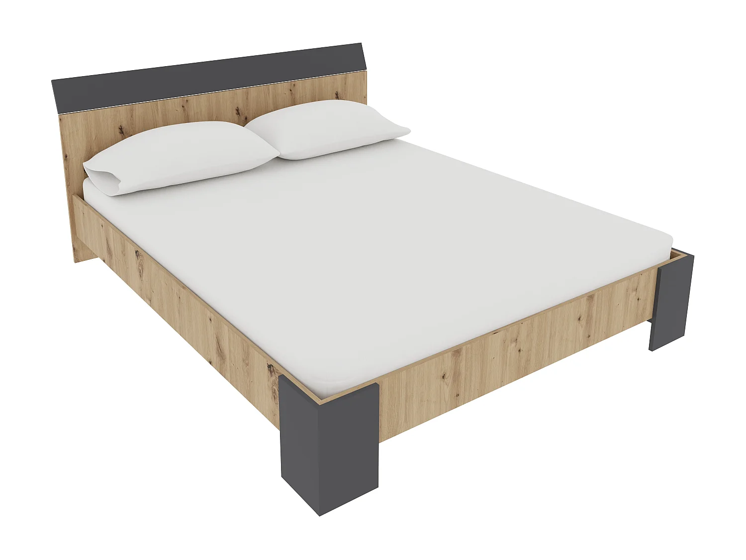 Bed Pedro, 200 x 160 cm, Artisan eiken/Antraciet