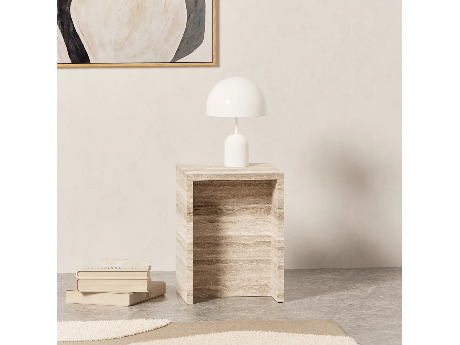 Bijzettafel in travertin – beige – Falcon