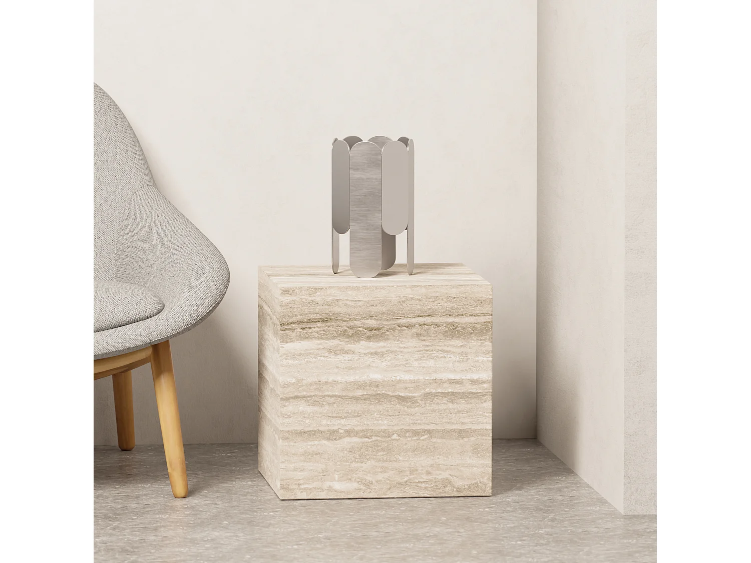 Bijzettafel in travertin – beige – Dove