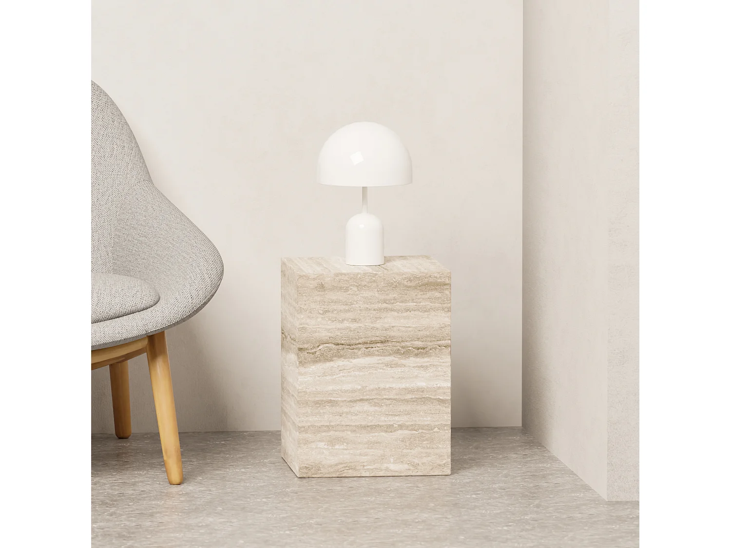 Bijzettafel in travertin – beige – Dove Low