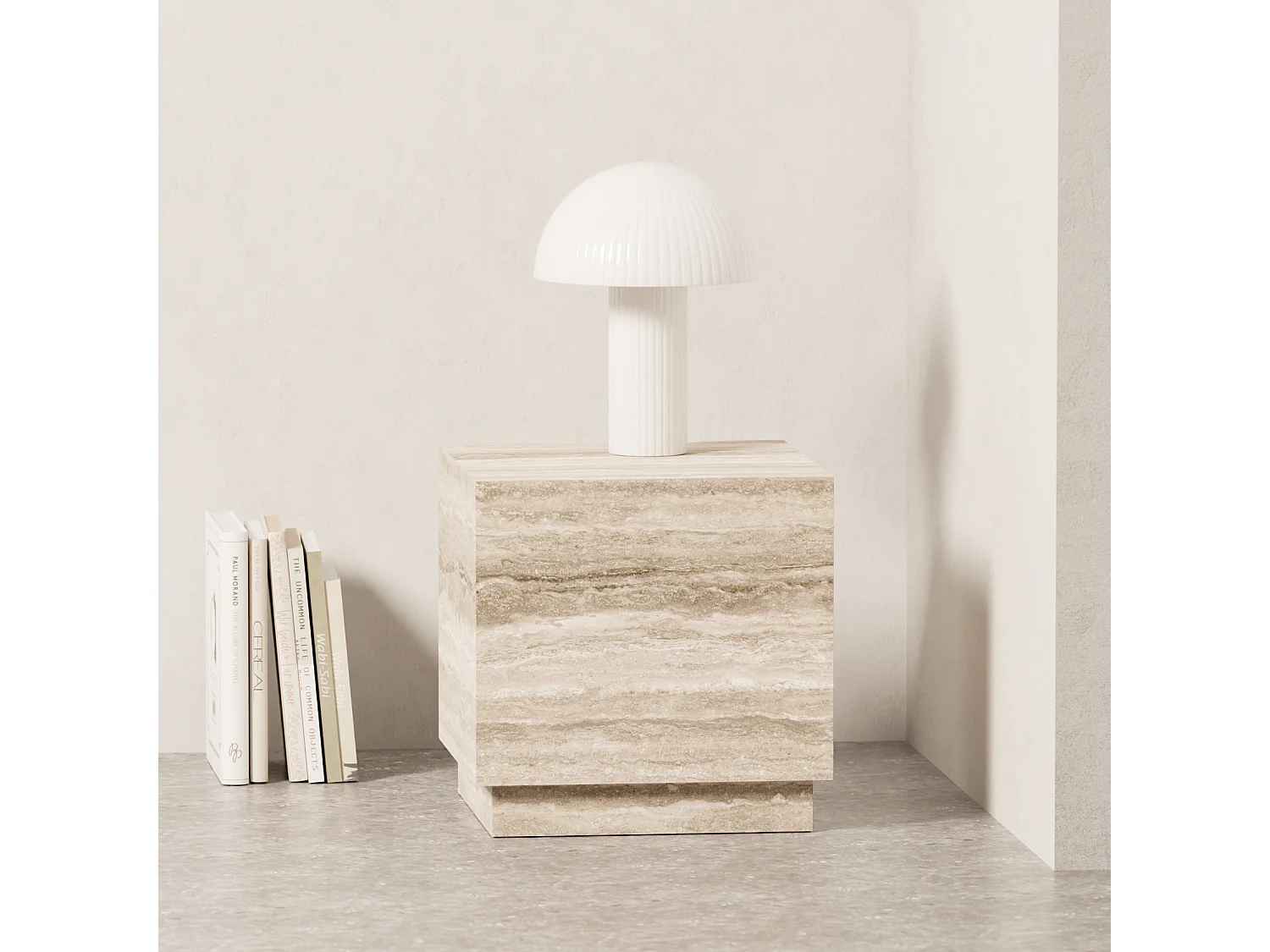 Bijzettafel in travertin – beige – Heron