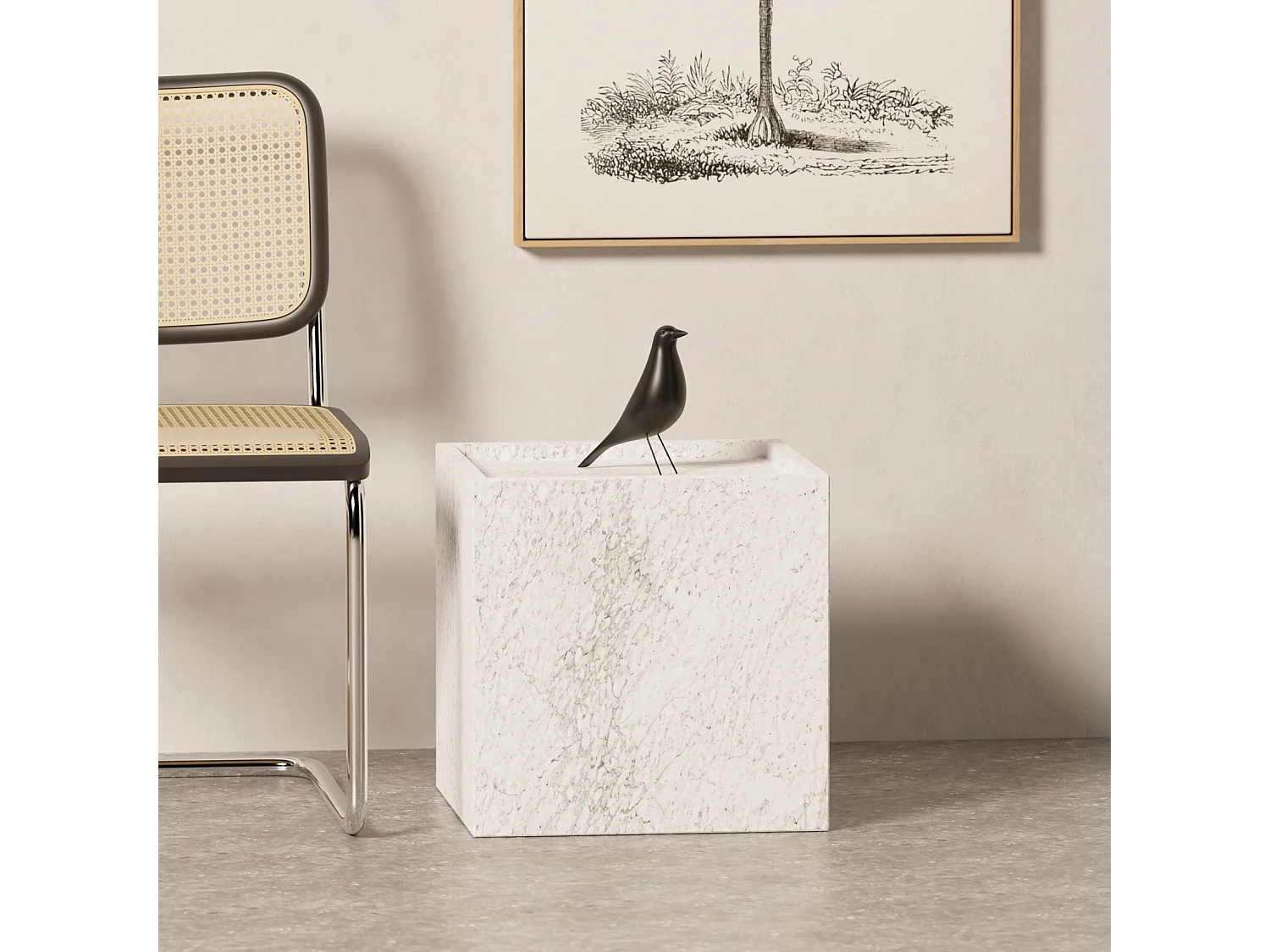 Bijzettafel in marmer – wit – Crow
