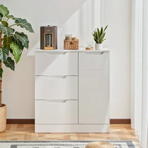 Bealife Ladekast – 3 Laden en 1 Deur-– Wit 80×35×76 cm – Onzichtbare Handvaten, Anti-kipp- Geschikt voor kantoor, badkamer of slaapkamer Bealife Ladekast – 3 Laden en 1 Deur-– Wit 80×35×76 cm – Onzichtbare Handvaten, Anti-kipp- Geschikt voor kantoor, badkamer of slaapkamer