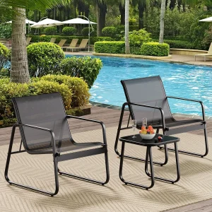 Bealife Outdoor Bankset – 2 stoelen + 1 tafel, met armleuningen, zwart 63×72×76cm, fris en ademend, aangepast aan de rugcurven Bealife Outdoor Bankset – 2 stoelen + 1 tafel, met armleuningen, zwart 63×72×76cm, fris en ademend, aangepast aan de rugcurven
