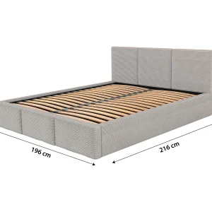 Bed Gestoffeerd 180×200 Dubbel Stof CORD Grijs Voor De Slaapkamer