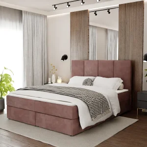Bed Continentaal 140×200 cm Gestoffeerd Dubbel Met Matras Vuil Roze Velours Magic Velvet Bed Continentaal 140×200 cm Gestoffeerd Dubbel Met Matras Vuil Roze Velours Magic Velvet