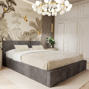 Bed Gestoffeerd Voor Slaapkamer 160cm x 200cm Dubbel Met Opbergruimte Grafiet