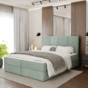 Bed Continentaal 160×200 cm Gestoffeerd Dubbel Met Matras Muntgroen Velours Magic Velvet Bed Continentaal 160×200 cm Gestoffeerd Dubbel Met Matras Muntgroen Velours Magic Velvet