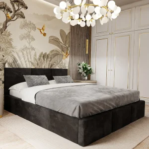 Bed Gestoffeerd 140cm x 200cm Dubbel Met Opbergruimte Zwart Voor De Slaapkamer Bed Gestoffeerd 140cm x 200cm Dubbel Met Opbergruimte Zwart Voor De Slaapkamer