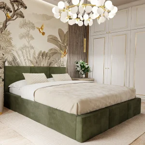 Bed Gestoffeerd Voor Slaapkamer 120cm x 200cm Met Opbergruimte Dubbel Khaki Bed Gestoffeerd Voor Slaapkamer 120cm x 200cm Met Opbergruimte Dubbel Khaki