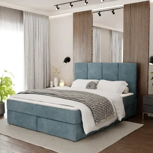 Bed Continentaal 140×200 cm Gestoffeerd Dubbel Met Matras Zeegroen Velours Magic Velvet Bed Continentaal 140×200 cm Gestoffeerd Dubbel Met Matras Zeegroen Velours Magic Velvet