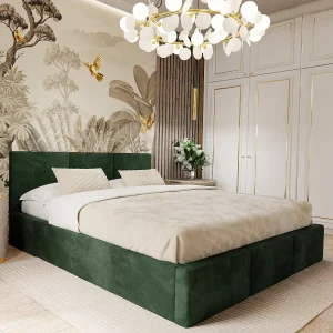 Bed Gestoffeerd Voor Slaapkamer 120cm x 200cm Met Opbergruimte Dubbel Flessengroen Bed Gestoffeerd Voor Slaapkamer 120cm x 200cm Met Opbergruimte Dubbel Flessengroen