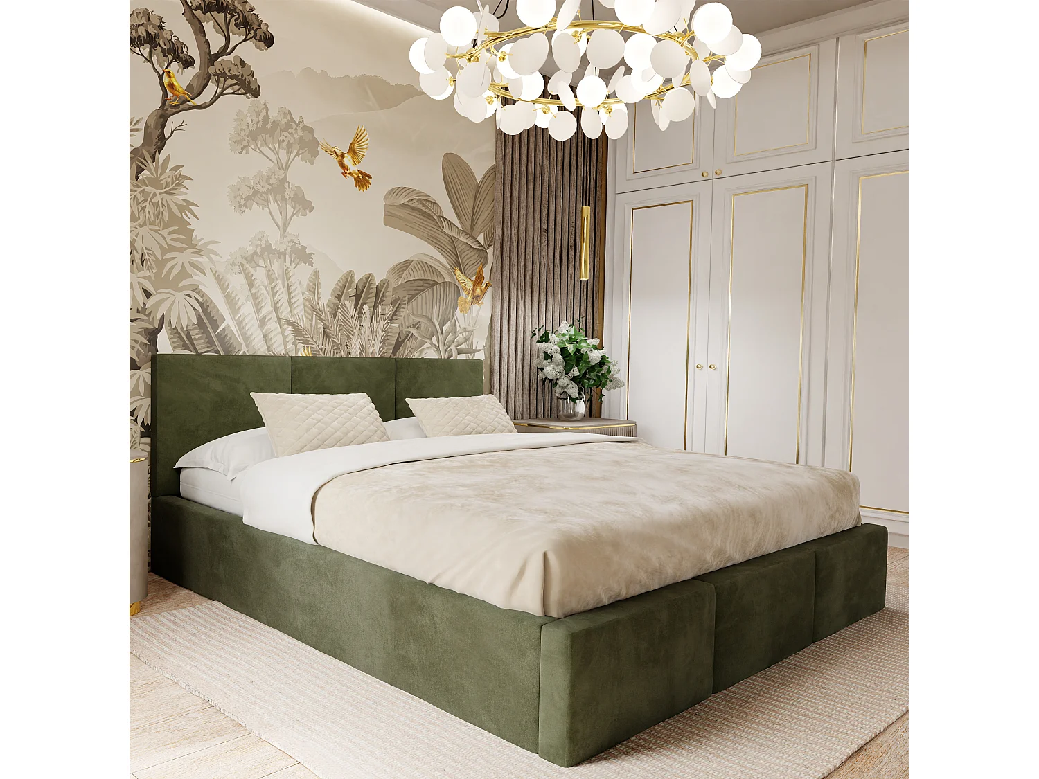 Bed Gestoffeerd Voor Slaapkamer 120cm x 200cm Met Opbergruimte Dubbel Khaki