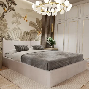 Bed Gestoffeerd Voor Slaapkamer 180cm x 200cm Met Opbergruimte Dubbel Crème Bed Gestoffeerd Voor Slaapkamer 180cm x 200cm Met Opbergruimte Dubbel Crème