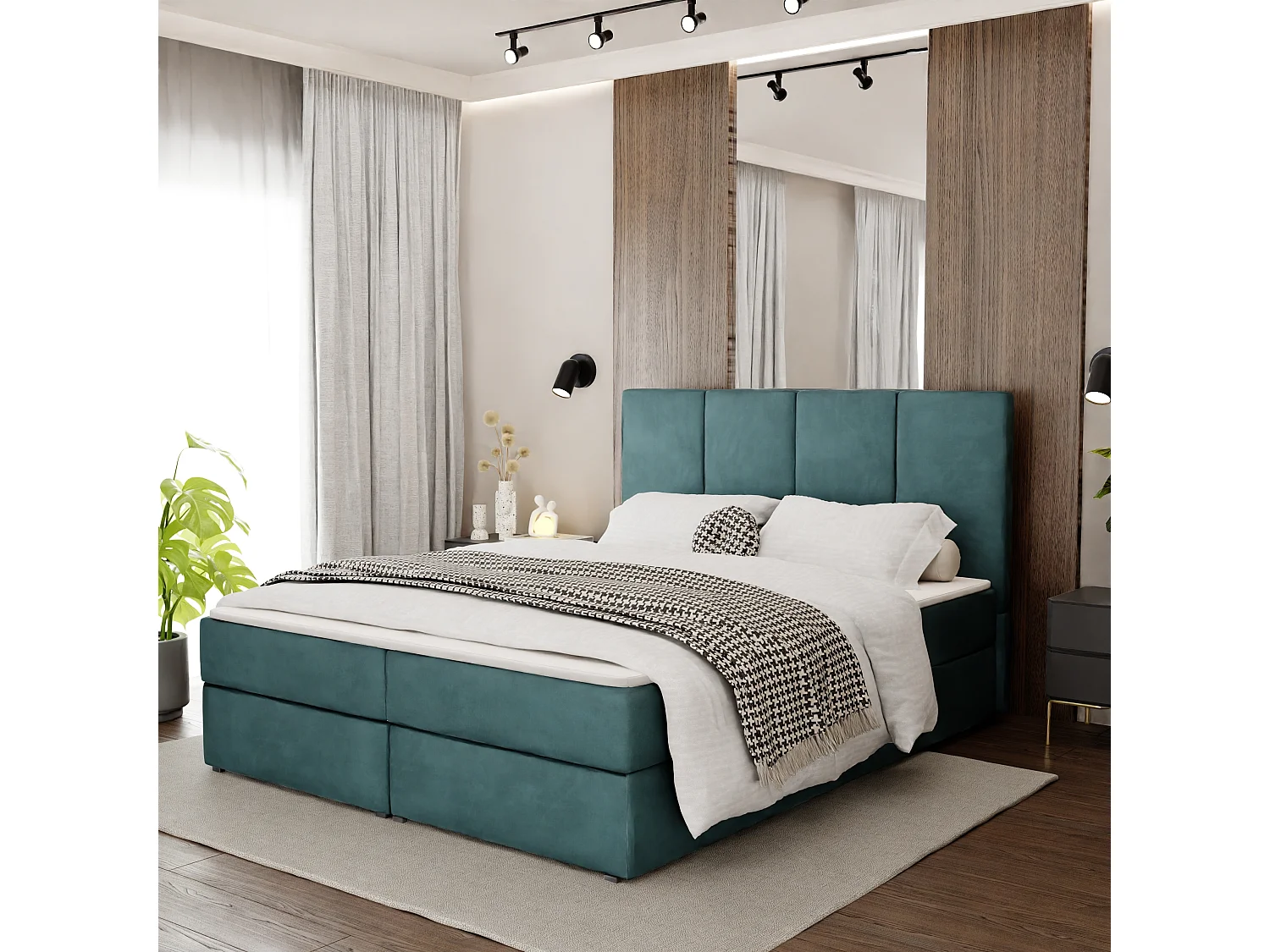 Bed Continentaal 140x200 cm Gestoffeerd Dubbel Met Matras Turkijns Velours Magic Velvet