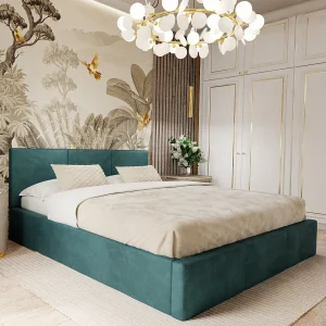 Bed Gestoffeerd Voor Slaapkamer 120cm x 200cm Met Opbergruimte Dubbel Turquoise Bed Gestoffeerd Voor Slaapkamer 120cm x 200cm Met Opbergruimte Dubbel Turquoise